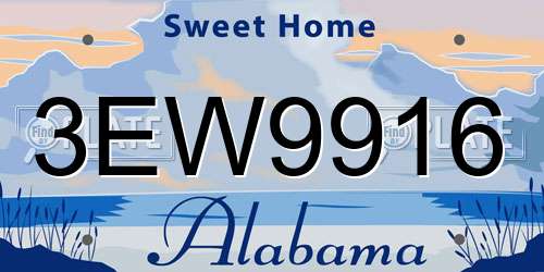 3EW9916 Alabama License Plate