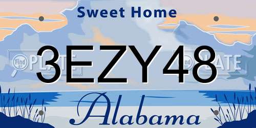 3EZY48 Alabama License Plate