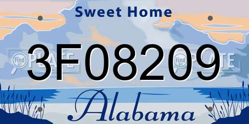 3F08209 Alabama License Plate