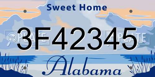 3F42345 Alabama License Plate