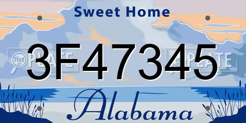 3F47345 Alabama License Plate