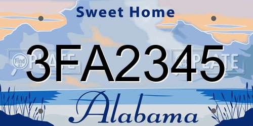 3FA2345 Alabama License Plate