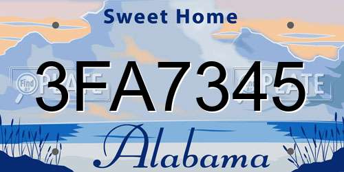3FA7345 Alabama License Plate
