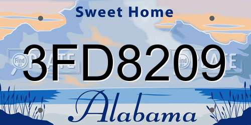 3FD8209 Alabama License Plate