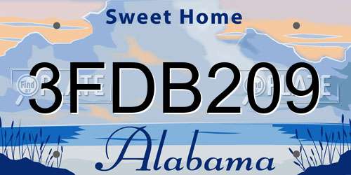 3FDB209 Alabama License Plate