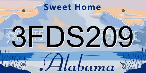 3FDS209 Alabama License Plate