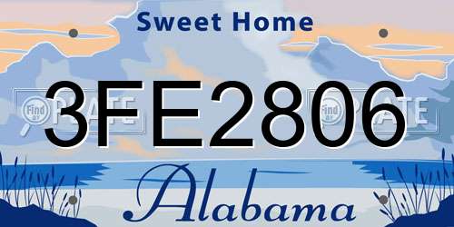 3FE2806 Alabama License Plate