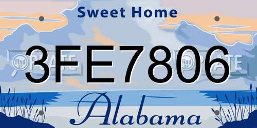 3FE7806 Alabama License Plate