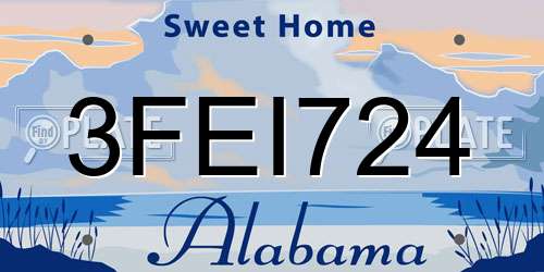 3FEI724 Alabama License Plate