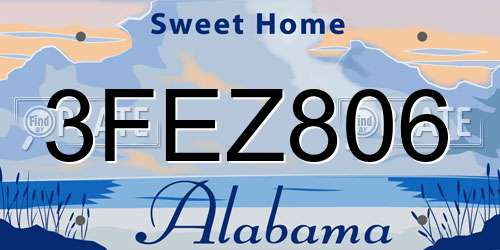 3FEZ806 Alabama License Plate