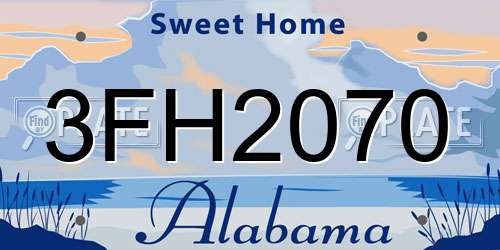 3FH2070 Alabama License Plate