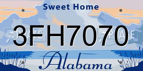 3FH7070 Alabama License Plate