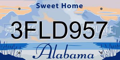3FLD957 Alabama License Plate