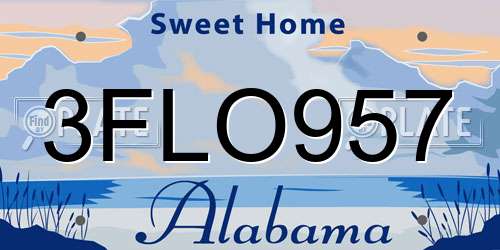 3FLO957 Alabama License Plate