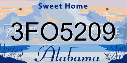 3FO5209 Alabama License Plate
