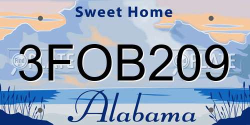3FOB209 Alabama License Plate