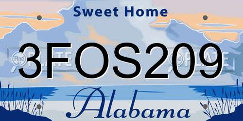 3FOS209 Alabama License Plate