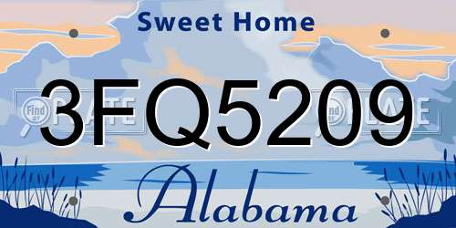 3FQ5209 Alabama License Plate