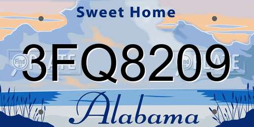 3FQ8209 Alabama License Plate
