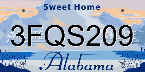 3FQS209 Alabama License Plate