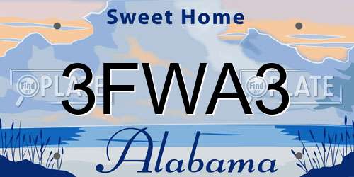 3FWA3 Alabama License Plate