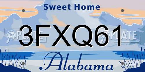 3FXQ61 Alabama License Plate