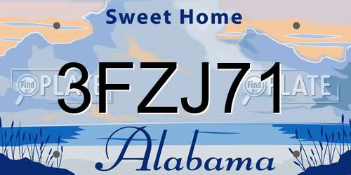 3FZJ71 Alabama License Plate