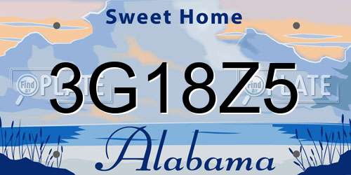 3G18Z5 Alabama License Plate