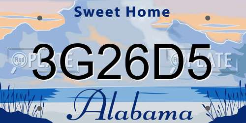 3G26D5 Alabama License Plate