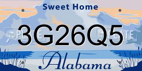 3G26Q5 Alabama License Plate