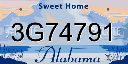 3G74791 Alabama License Plate