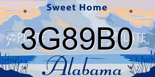 3G89B0 Alabama License Plate
