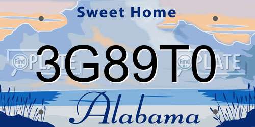 3G89T0 Alabama License Plate