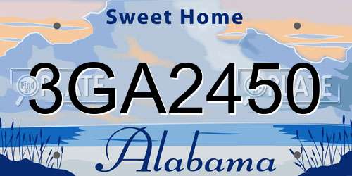 3GA2450 Alabama License Plate