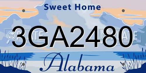 3GA2480 Alabama License Plate