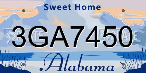 3GA7450 Alabama License Plate