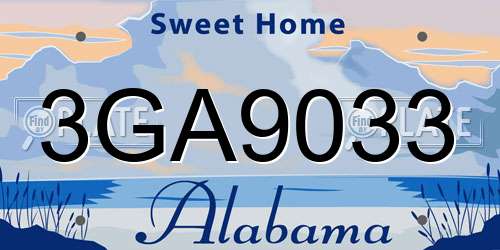 3GA9033 Alabama License Plate