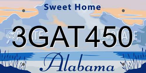 3GAT450 Alabama License Plate
