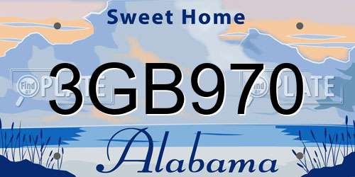 3GB970 Alabama License Plate