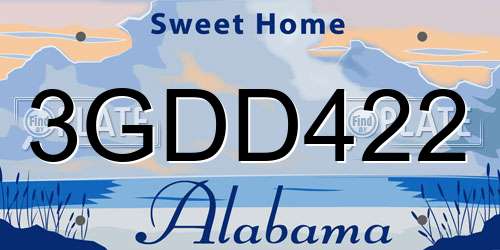 3GDD422 Alabama License Plate