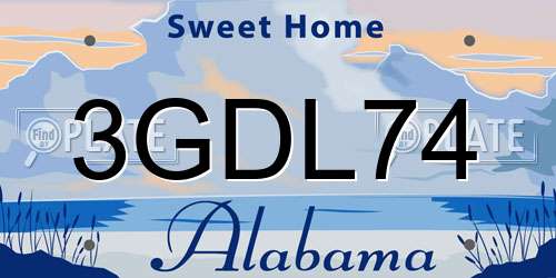 3GDL74 Alabama License Plate