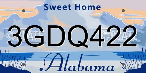3GDQ422 Alabama License Plate