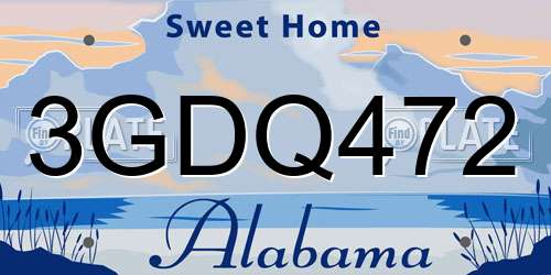 3GDQ472 Alabama License Plate