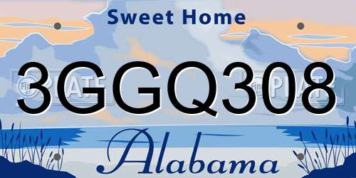 3GGQ308 Alabama License Plate