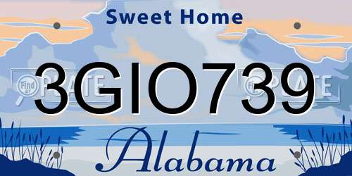 3GIO739 Alabama License Plate