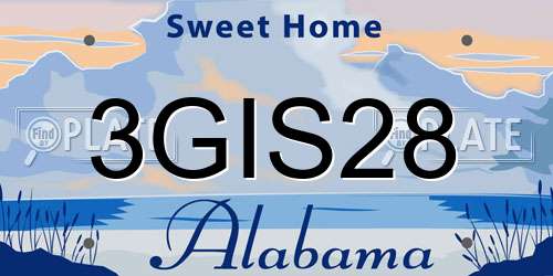 3GIS28 Alabama License Plate