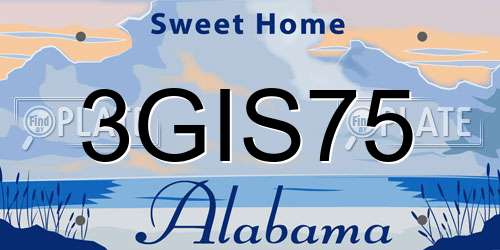 3GIS75 Alabama License Plate