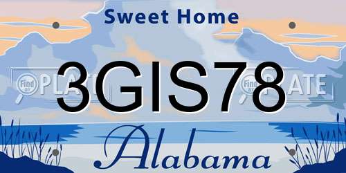 3GIS78 Alabama License Plate