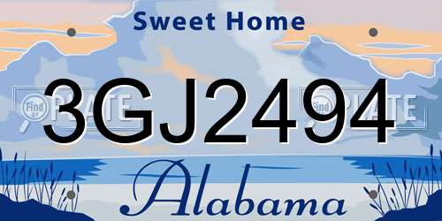 3GJ2494 Alabama License Plate