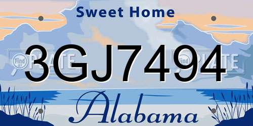 3GJ7494 Alabama License Plate